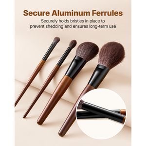 Set di 9 Pennelli per Trucco in Pelo di Capra per Fondotinta, Sfumatura e Ombretto, Morbidi, Naturali, Vegani, Sintetici - Product Image 4