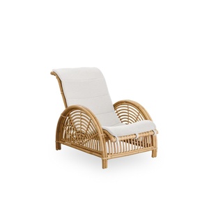 Sillón Moderno de Ratán, Tapizado, con Respaldo Ajustable, Asiento de Mimbre Natural para Sala de Estar - Product Image 1