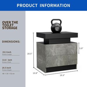 Modern Gray <b>LED</b> Nightstand with 2 Drawers <b>Bedside</b> <b>Table</b> Cabinet Lights for Bedroom - Product Image 4