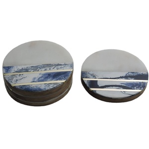 Sous-verres en marbre et incrustation d'os et de pierres Incrustation de marbre et de métal Sous-verre de haute qualité pour la maison et le bureau à Star Crafts India - Product Image 1