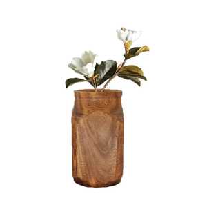 Jarrón de Madera con Diseño Único de Nudos de Bambú, Tallado a Mano, Botella para Flores de Madera Sólida, Estilo Zen Oriental, Jarrón Decorativo para Mesa - Product Image 6