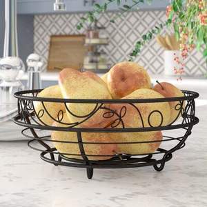 Cesta de frutas decorativa de hierro hecha a mano para exhibición artística en la cocina y mesa de comedor con precio al por mayor. - Product Image 1