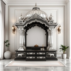 Temple en bois blanc pour la maison, sanctuaire classique avec de riches sculptures, temple blanc personnalisé avec tiroirs, prix d'usine Sydney - Product Image 2