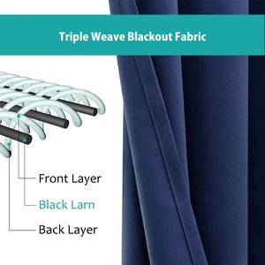 Cortinas Opacas Modernas de Alta Gama de 46x90 Pulgadas, Color Azul Marino, con Diseño de Cuerda, para Ventanas Planas - Product Image 3