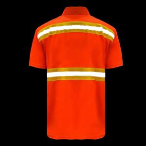 เสื้อโปโลแขนสั้นกันลมสีเขียวนีออนพร้อมแถบสะท้อนแสงชุดทำงานแบบมองเห็นได้ชัดเจนสำหรับทุกเพศ - Product Image 5