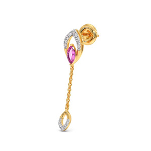 Pendientes de Cadena con Diamantes Rosados Dorados - Product Image 2