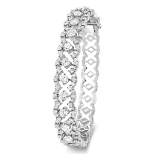 Bracelets de luxe pour femmes en or 18 carats avec diamants, design géométrique à taille brillante ronde, plaqué rhodium - Product Image 3