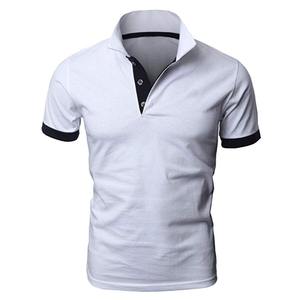 เสื้อเชิ้ตผู้ชายแขนยาวสีดำลายทาง ผ้าปิเก้คอตตอนถัก ทรงลำลอง ซิปหน้า แต่งขอบสีแดง พร้อมโลโก้ด้านหน้า ป้องกันการยับ - Product Image 2
