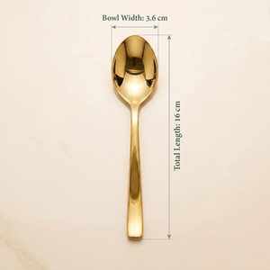Ensemble de cuillères dorées en acier inoxydable 16 cm, couverts dorés de qualité supérieure, cuillères élégantes pour la table, vaisselle décorative, couverts en métal durables - Product Image 2