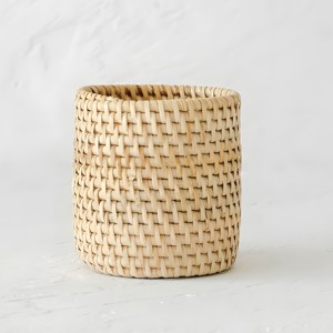 Decorative basket for desktop vanity storage rattan pencil stand wooden <b>marker</b> <b>pen</b> holder cup - Product Image 5