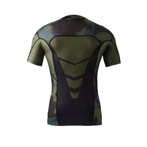 Men's Fitted Short Sleeve MMA Rashguard Camouflage Print Moisture Wicking MMA Sports Apparel for Jiu Jitsu Grappling - Product Image 2