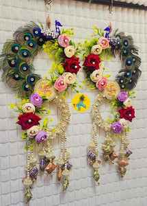 Décoration murale en tissu décoratif en forme de paon, faite à la main, pour une décoration intérieure élégante, mariages et célébrations festives - Product Image 3