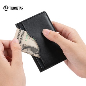 TILONSTAR TVW103 Custom Logo Black Tarjetero Minimalist Slim Porta Tarjeta Leather RFID Credit Cardholder - Product Image 4