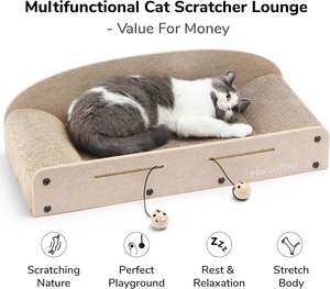 Lit grattoir pour chat de luxe 26 pouces, écologique et durable, en carton, pour intérieur, canapé-lit, jouet amusant - Product Image 2
