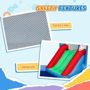 Gonfiabile 4 in 1 per Esterni Grande 414x206x190 cm con Scivolo, Canestro da Basket, Piscina di Palline, Soffiatore da 370W e Borsa per il Trasporto - Product Image 6