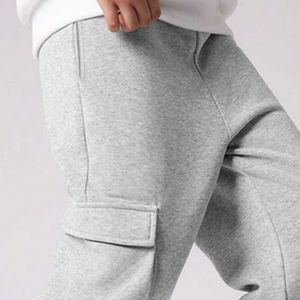 <b>Men's</b> Gray Cotton Sweatpants With Side Pockets Elastic Waist Casual Joggers Autumn Wear - Product Image 2