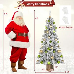 <b>6ft</b> Fireproof PVC Material Christmas <b>Tree</b> with 589 Snow Laden Design Branch Tips and 48 Xmas Balls Flocked Christmas <b>Tree</b> - Product Image 3