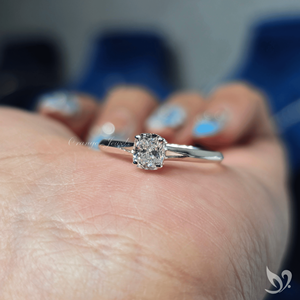 Petite Elongated Cushion Diamond <b>Ring</b> with <b>Split</b> Shank Band IGI Certified Lab Grown 10K Gold - Product Image 5