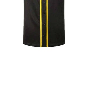 Men Black Yellow Baseball Jersey Set Short Sleeve Button Front White <b>Pants</b> Breathable Anti-Bacterial UV Protection Polyester - Product Image 3