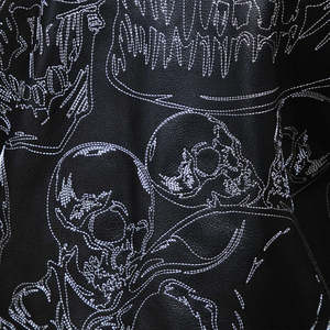 แจ็คเก็ตหนังทรงบ็อกซี่บุผ้าฝ้ายปักลายเต็มตัวแบบซิปสั่งทำพิเศษสำหรับผู้ชาย สีดำ ไซส์ใหญ่พิเศษ เหมาะสำหรับฤดูหนาว - Product Image 2