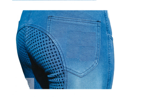 Pantalones de Montar a Caballo y Ropa Ecuestre de Mezclilla Elástica en Cuatro Direcciones con Asiento de Silicona, Tendencia 2023, Directo de Fábrica - Product Image 2