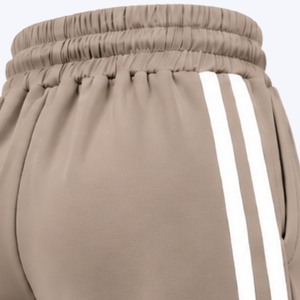 <b>Women</b> Taupe Wide Leg Track Pants White Side Stripes Drawstring Waist Pockets Casual Sportswear Lounge <b>Trousers</b> Soft <b>For</b> Training - Product Image 6