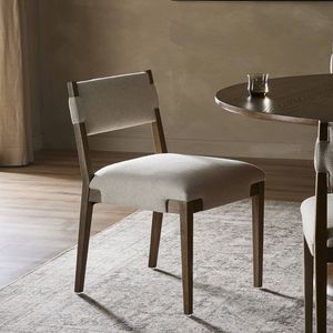 Silla de Comedor Minimalista de Madera de Teca, Asiento Tapizado Personalizado, Asiento Cómodo para Proyectos Hoteleros - Product Image 1