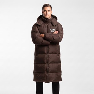 Custom Wholesale High Quality <b>Men</b> Long Puffer Coat <b>Hooded</b> Winter <b>Jacket</b> Full Zip Windproof Warm Outdoor Winter Wear - Product Image 1