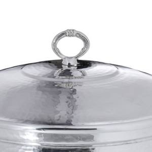 Elegante calentador de platos de acero inoxidable con efecto martillado plateado y patas ornamentadas para bodas y catering en el Medio Oriente - Product Image 6