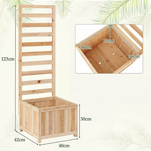 Rectangular Acacia Wood <b>Planter</b> Box With Trellis, Natural <b>Raised</b> Garden Bed For Garden Patio, Outdoor <b>Planter</b> Box From Vietnam - Product Image 2