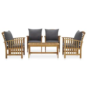Set Lounge da Giardino di Medie Dimensioni in Legno Naturale Grigio Scuro, Legno Massello di Acacia, Arredamento da Esterno Durevole ed Elegante - Product Image 2