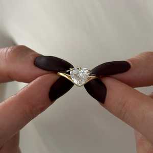 2 Carat Heart Shape Unique Solitaire <b>Ring</b> , Nested Lab Grown <b>Diamond</b> Engagement <b>Ring</b> , IGI Certified - Product Image 2