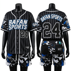 Conjunto de camiseta y pantalones cortos de béisbol Elite 180 GSM que absorben la humedad, en negro, blanco y azul con paneles sublimados y logotipo de Tackle Twill para mujer. - Product Image 1