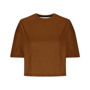Camiseta Corta de Cuello Redondo y Manga Corta para Mujer, Talla Grande, Ligera, de Color Sólido, Informal, para Verano - Product Image 1