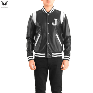 Premium Men's Varsity <b>Jacket</b> Leather Material Contrast Color Embroidery <b>Patch</b> Classic College Letterman Bomber <b>Jacket</b> - Product Image 2