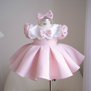 Vestido de Niña con Cuello de Volantes y Lazo con Cuentas, Falda Esponjosa, para Cumpleaños, Bodas, Ceremonias y Ocasiones Especiales - Product Image 6