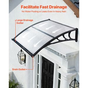 Toldos para Ventanas y Puertas Exteriores de 38 x 40 cm, con Soporte de ABS, Drenaje y Protección Solar, para Entrada, Toldo, Gazebo, Pérgola - Product Image 2