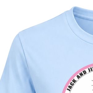 T-shirt à col rond bleu clair avec patch brodé Jack & Jill, manches courtes, design circulaire sur la poitrine, vêtement de sport léger - Product Image 4