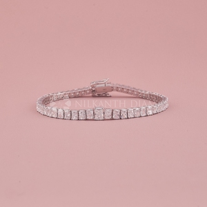 Pulsera de Diamantes de Oro Blanco de 10k, 14k y 18k Creados en Laboratorio, Corte Radiante, Pulsera de Diamantes Finos para Mujer con Claridad VVS - Product Image 4