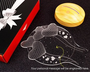 Premium Quality Personalized 3D Illusion Multi-Color LED Night Lamp with Circle and <b>Balloon</b> Heart Design Available For Sale - Product Image 3