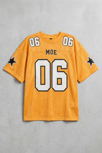 Maillot de football américain oversize jaune classique à épaules tombantes, coupe carrée, style urbain chic unisexe, chemise de sport rétro pour l'été - Product Image 4