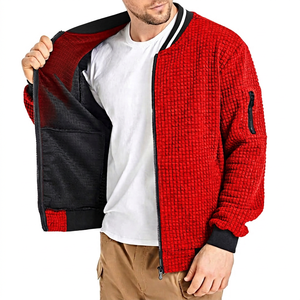 Veste polaire grise pour homme avec fermeture éclair, col montant décontracté, coupe régulière, logo frontal, respirante, coupe-vent, pour l'automne - Product Image 3