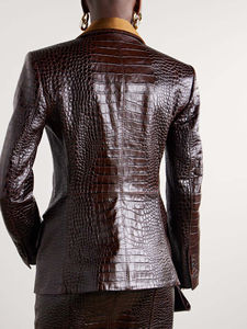 Veste en cuir véritable effet croco pour femme, acheter en ligne en Australie, veste tendance et élégante en cuir de buffle italien pour femme - Product Image 2