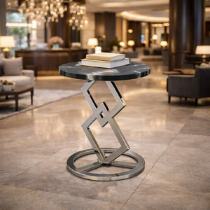 Table basse en métal Drake contemporaine, géométrique, durable, avec base en métal, table d'appoint design pour le salon, décoration de côté du canapé - Product Image 3