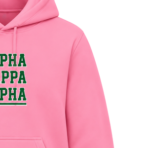   Sudadera con Capucha Rosa de la Hermandad Sorority con Diseño de Letras Verdes Bordadas, Sudadera Informal de Manga Larga de Felpa Suave para Mujer - Product Image 4