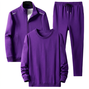 Ensemble de survêtement 3 pièces ROLEIN pour homme, 100 % coton, respirant, anti-bactérien, imprimé, léger, sportif, uni, avec élastique - Product Image 2