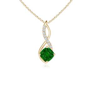 14K <b>Solid</b> <b>Gold</b> Natural Emerald Cushion Infinity <b>Pendant</b> With Diamond Accents Fine Jewellery Anniversary Gift For Her 2026 - Product Image 1