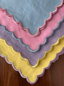 Servilletas de Algodón Bordadas a Mano, Decoración Clásica de Mesa, Colores Pastel, Lavables a Máquina, Cuadradas, 10 Piezas, Borde Festoneado - Product Image 3