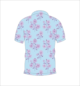 Polo pour homme à imprimé floral bleu clair et rose, personnalisable par sublimation, manches courtes, décontracté, respirant, léger, pour le golf - Product Image 5