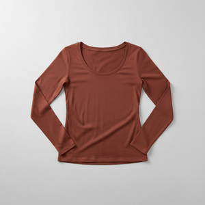 Women's Lounge Scoop Neck Long Sleeve <b>Top</b> Soft Cotton Relaxed Slim Fit Plain Fabric Custom OEM Bulk Wholesale Manufacturer - Product Image 4